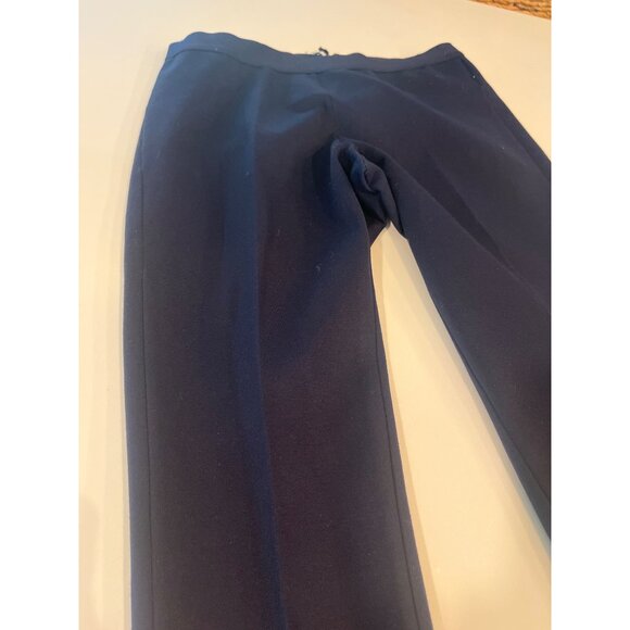 Womens Navy Blue Slim Fit Trousers With Back Zipper Closure - Picture 4 of 10